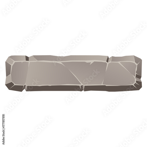 3D game asset UI vector icon image long rectangular stone button transparent png