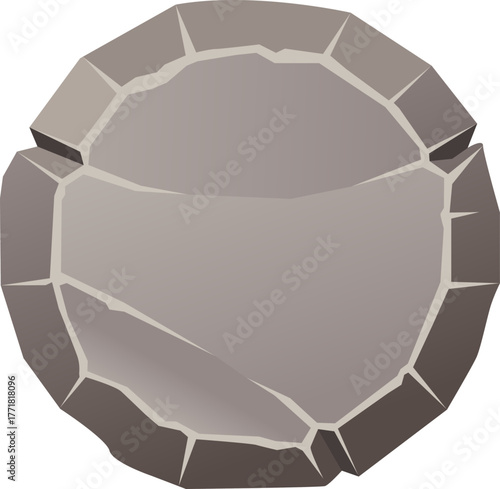 Vector icon image 3D game asset UI transparent circle stone button png