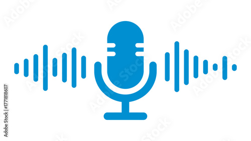 Minimalist Podcast Icon with Sound Waves Audio Recording and Broadcasting
