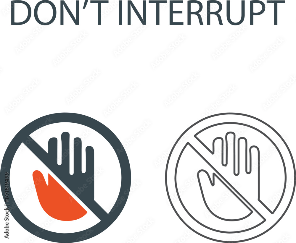 Obraz premium Don't interrupt Line art icons. Pay attention, maintain eye contact, use empathy, and share relevant icons. Solid icon collection.