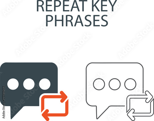 Repeat key phrases, Line art icons. Pay attention, maintain eye contact, use empathy, and share relevant icons. Solid icon collection.