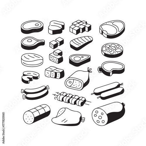 Food and drink icon set illustration on white background