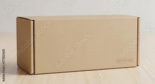 Isolated 100% Recycled Cardboard Box Illustration: Environmentally friendly shipping and packaging solution with ample copy space for branding.
