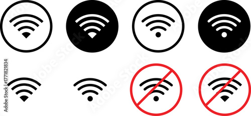 Collection of wifi signal icons in various states and colors