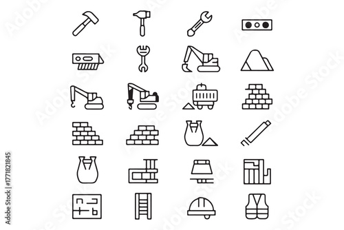 Construction and Building Line Icons Collection