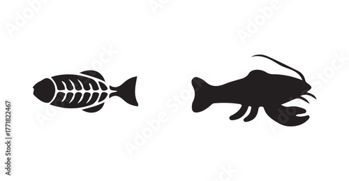 Fish icons set, fish logo vector icon, ocean symbol or logo, food sign collection, vector illustration EPS 10.