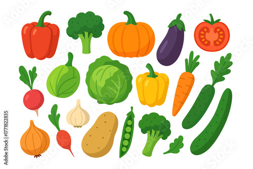 set of vegetables isolated