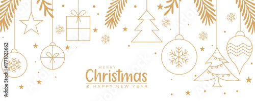 Merry Christmas and Happy New Year greeting holiday backgrounds. Collection of Christmas minimalist elements illustration