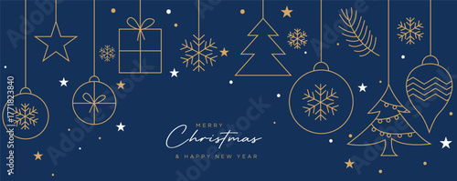 Merry Christmas and Happy New Year greeting holiday backgrounds. Collection of Christmas minimalist elements illustration