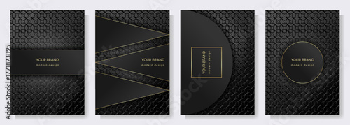 Exclusive Set of Four Luxurious Black and Gold Posters