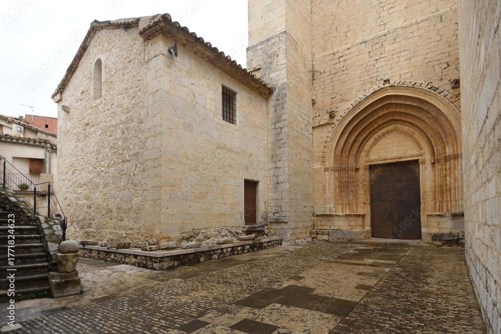 Naklejka premium Gothic entrance of archpriest church of Sant Mateu,Maestrazgo, Castellon de la Plana, Valencian community, Spain