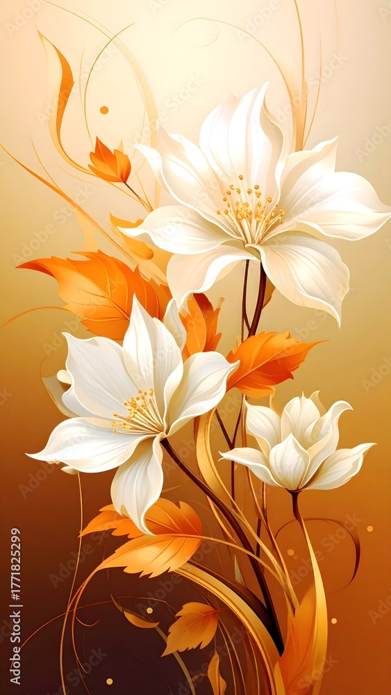 Obraz premium Autumn inspired flower illustration with soft glowing background high resolution picture