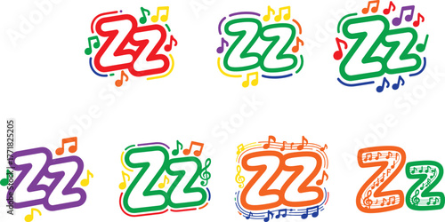 Colorful musical zzs music notes green