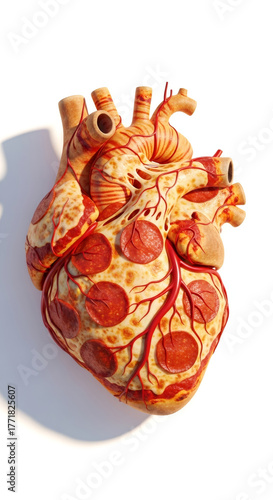 Wallpaper Mural Anatomical human heart in pizza form. Unhealthy eating concept. Food addiction symbol for medical education. Torontodigital.ca
