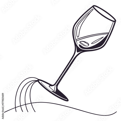 Wine Glass With Liquid Pouring Out Onto Surface drink beverage