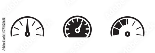 Speedometer icon set, automotive symbols collection,  fast speed, Internet speed, gauge, dashboard, indicator, tachometer, scale, rating meter signs, vector illustration EPS 10.