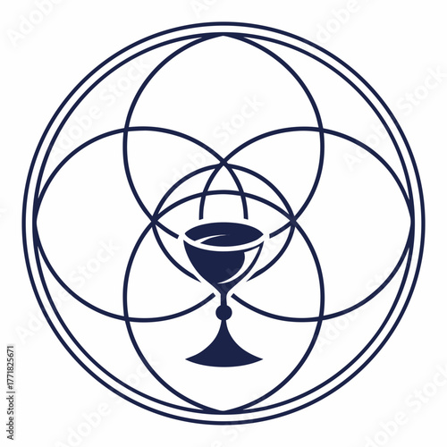 Sacred Geometry Symbol with a Chalice in the Center emblem logo