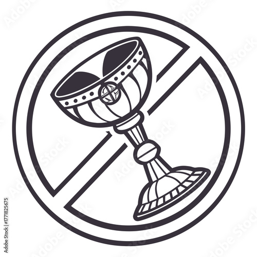 Stylized Drawing of a Chalice with a Prohibition Symbol forbidden no alcohol