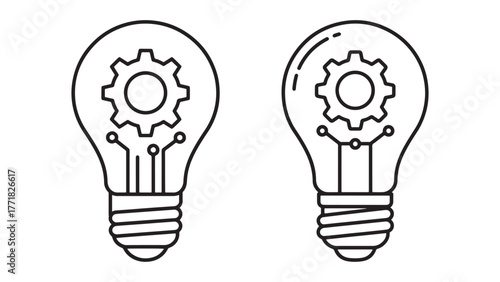 A classic light bulb illustration with detailed internal filaments and a clear glass globe. light bulbs vector