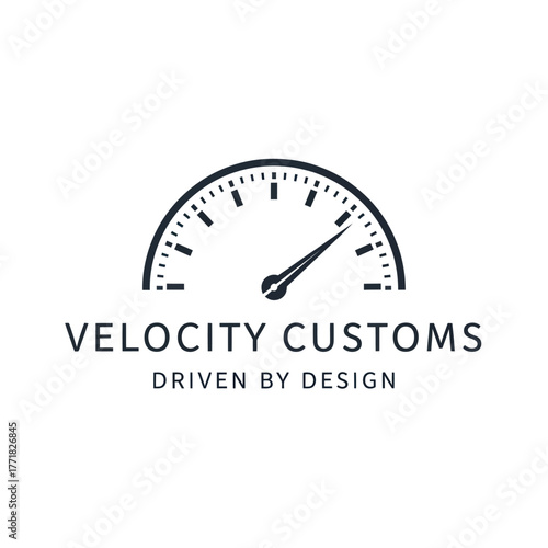 Velocity Customs Driven By Design Logo Speedometer.