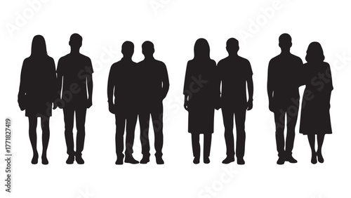 Artistic representation of a romantic couple. silhouettes of couple