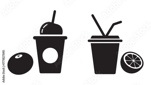 Vibrant fresh fruit juice beverage illustration with ingredients. fast food and drink