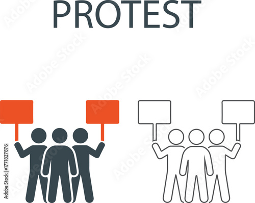Protest Line art icons. Containing protest, activism, demonstration, strike, advocacy, petition, vector icons collection.
