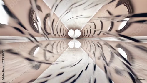 Abstract symmetrical pattern with reflections and dark lines