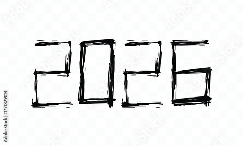 Hand-Drawn Brush Stroke 2026 Numerals