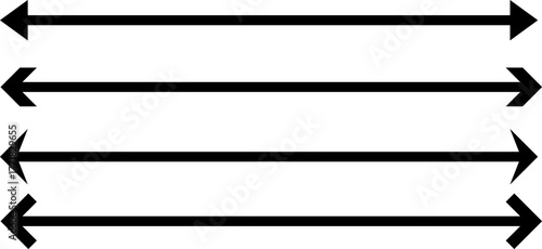 Four horizontal arrows pointing in opposite directions on white background