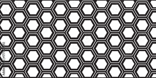 Hexagon background wall pattern. Abstract black hexagon technology, or honeycomb pattern with editable stroke isolated on background.