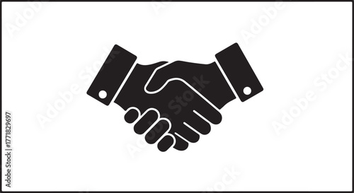 Black Silhouette Icon of Two Hands Shaking in Agreement on White Background handshake
