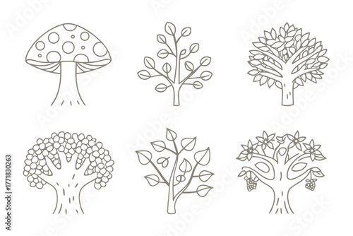 Nature's Sketchbook: A captivating collection of meticulously crafted tree illustrations, capturing the essence of diverse arboreal forms and natural elegance. 