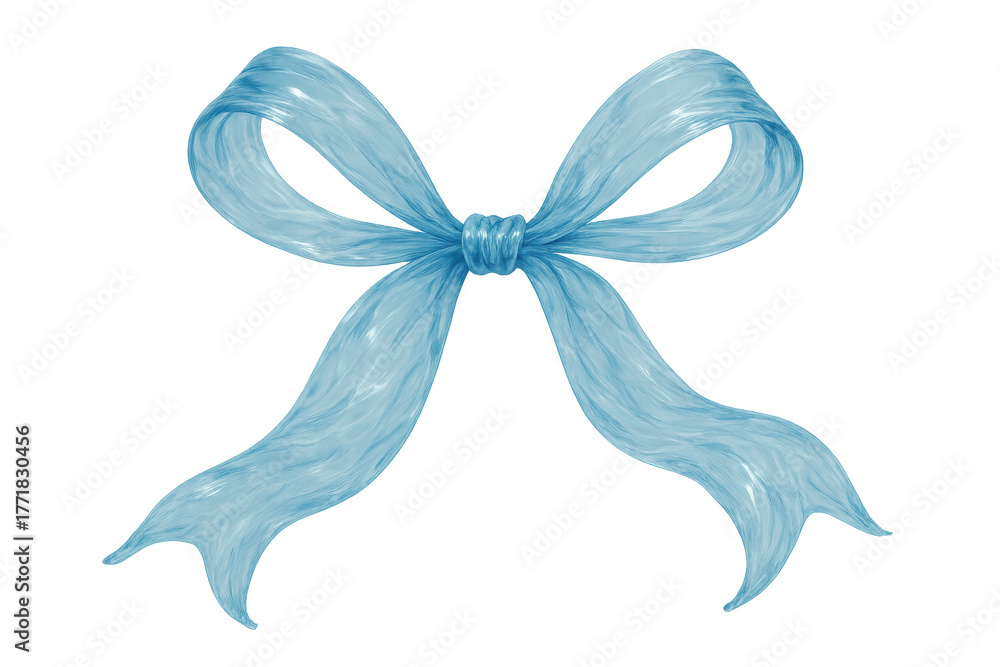 Naklejka premium Blue watercolor ribbon bow presenting delicate gift decoration and festive event wrapping on transparent background