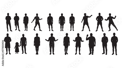 Diverse group of people posed in a dynamic composition with vibrant colors and clean lines