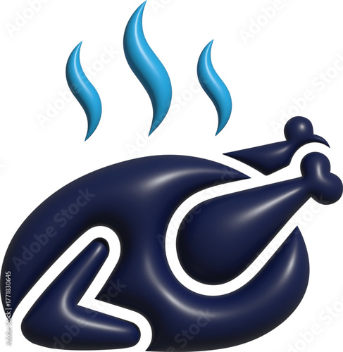 A modern 3D chicken icon in vibrant colors, perfect for food, poultry, farm, cooking, restaurant, culinary, healthy eating, grocery, and illustration design projects.