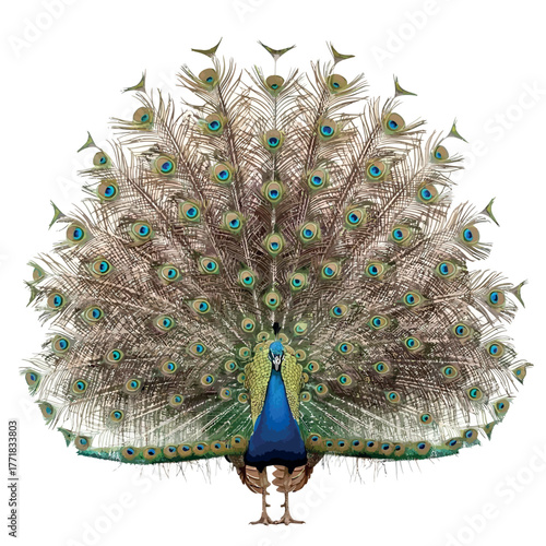 peacock isolated on white vector illustration