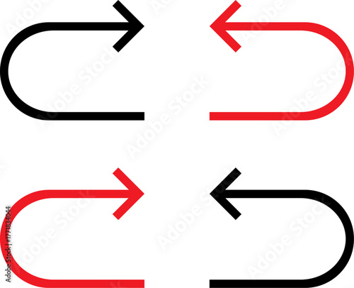 Four curved arrows showing directional changes and reversals