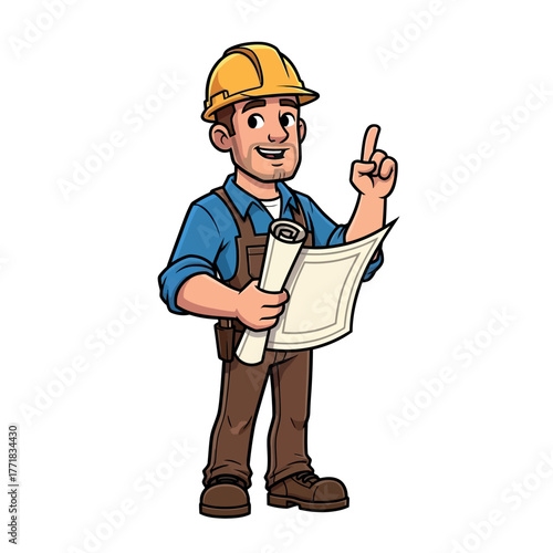 construction worker with clipboard vector illustration