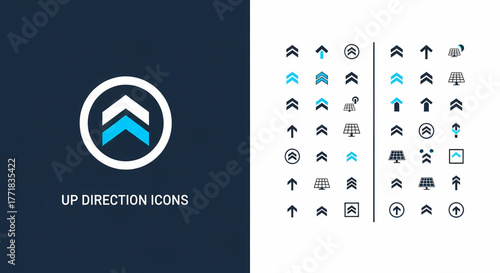 Versatile set of sleek vector arrow icons depicting upward movement, scroll, and upload actions, ideal for web design and mobile application interfaces