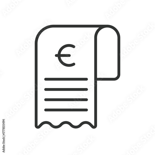Receipt euro icon in line design. receipt, euro, payment, bill, finance, paper, account on white background vector. Receipt euro editable stroke icon