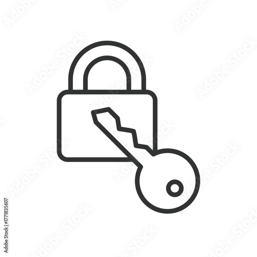 Key lock icon in line design. key, lock, security, password, safe, privacy, protection on white background vector. Key lock editable stroke icon