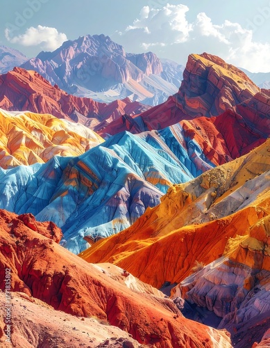 Vibrant Zhangye Danxia Landform - A Colorful Mountainscape.