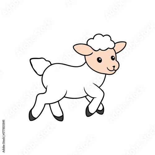 Frolicking Lamb Adorable Farm Animal Illustration