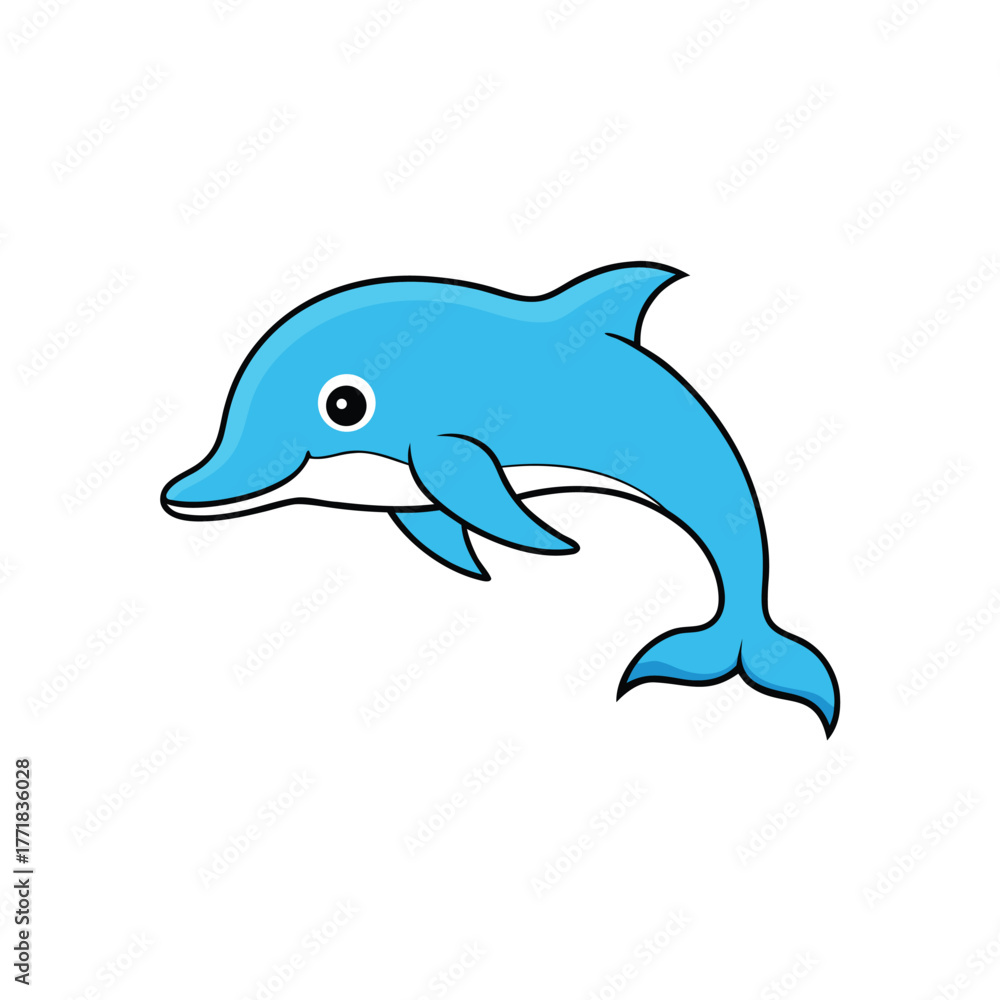 Obraz premium Leaping Dolphin Ocean Animal Illustration