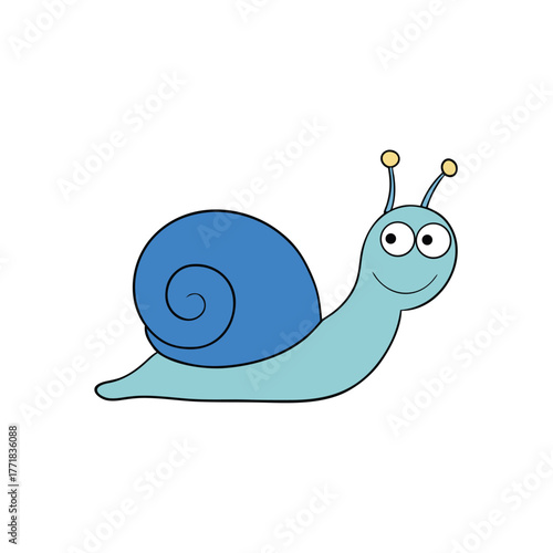 Shy Snail Adorable Animal Vector On White Background
