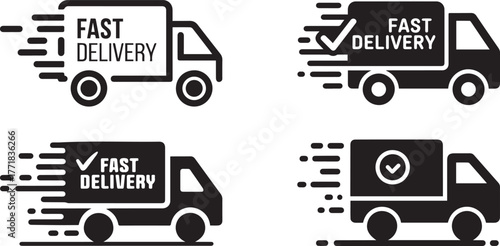 Fast Delivery Truck Shipping and Logistics Icon Set