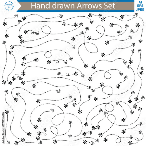 Hand drown doodle decorative arrow collection
