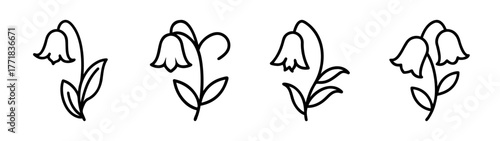 Charming bluebell flower illustrations set ideal for spring and nature designs