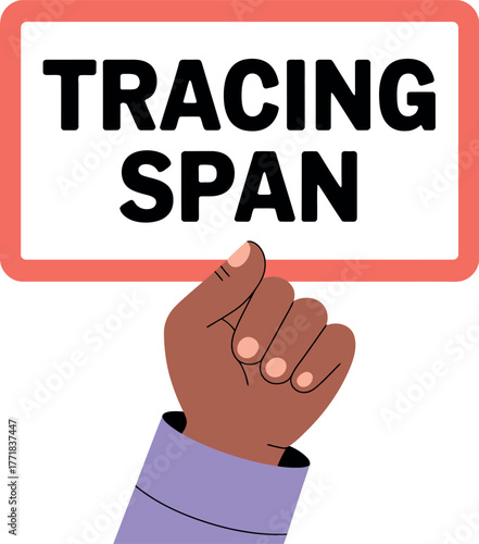 A hand holds up a sign that says TRACING SPAN, indicating a concept.